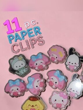 Sanrio Pink Blue Character Paper Clips - 11 Pc